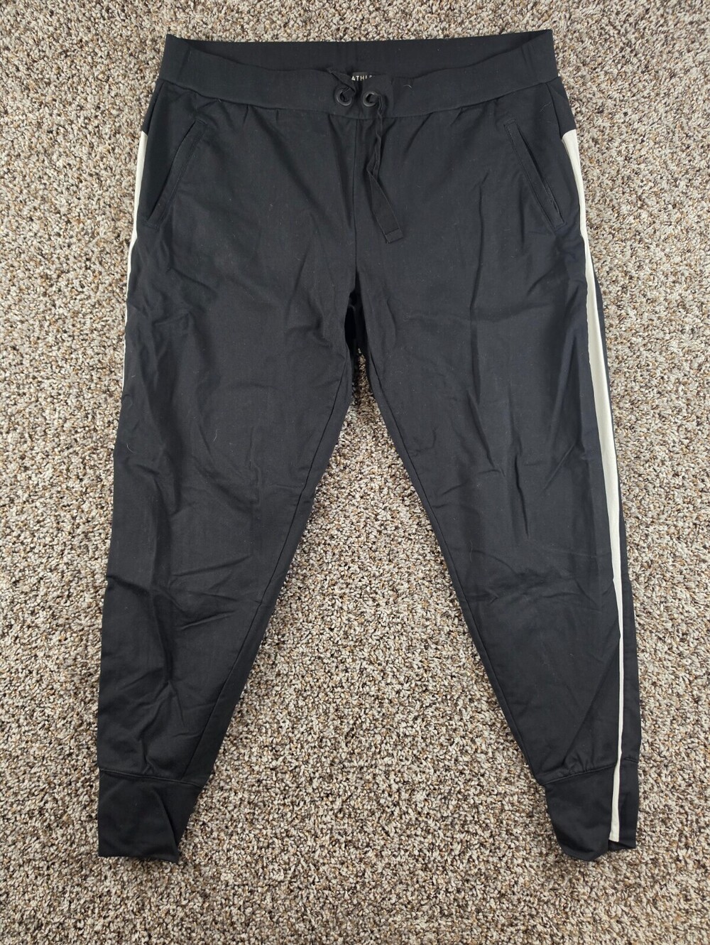 Athleta Womens Sz XL Metro Track Jogger Pants Black White Sweatpants